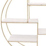 Sagebrook Home Contemporary Metal/wood, 32" 4-layered Round Shelf, White/gold 16584-03 White/gold Iron