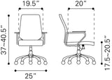 Zuo Modern Enterprise 100% Polyurethane, Steel, Aluminum Alloy Modern Commercial Grade Low Back Office Chair White, Chrome 100% Polyurethane, Steel, Aluminum Alloy