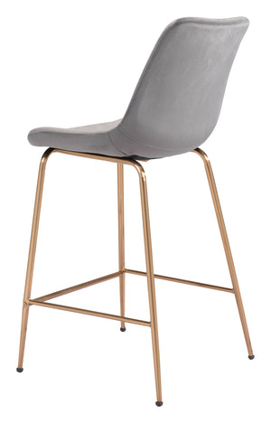 Zuo Modern Tony 100% Polyester, Plywood, Steel Modern Commercial Grade Counter Stool Gray, Gold 100% Polyester, Plywood, Steel