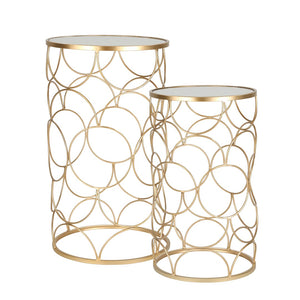 Sagebrook Home Glam Set of 2 -  Metal /mirror 28 /24" Sidetables, Gold 14410 Gold Iron