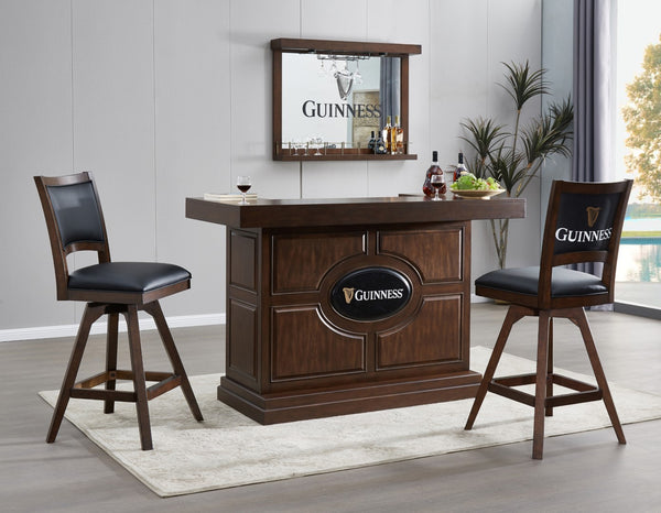 ECI Furniture Guinness 30" Armless Barstool, Distressed Walnut - Set of 2 Distressed Walnut Wood solids and veneers