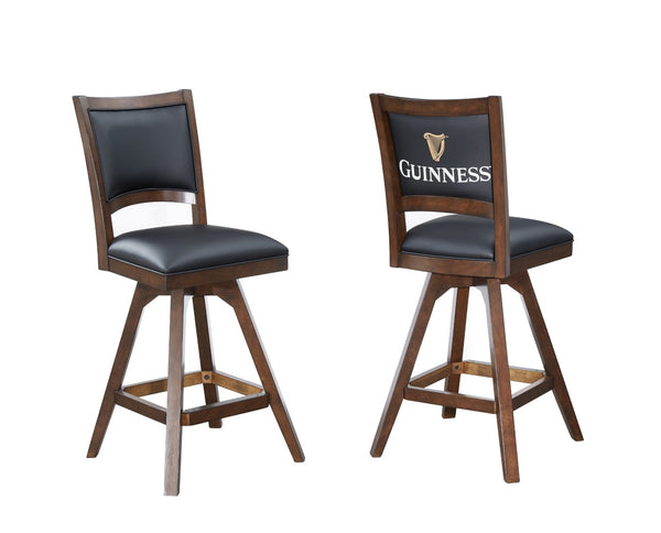 ECI Furniture Guinness 30" Armless Barstool, Distressed Walnut - Set of 2 Distressed Walnut Wood solids and veneers