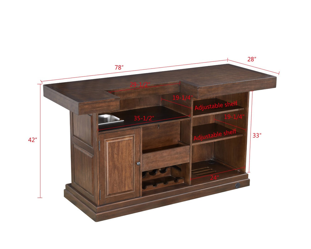 ECI Furniture Guinness Deluxe Bar Complete, Distressed Walnut Distressed Walnut Wood solids and veneers