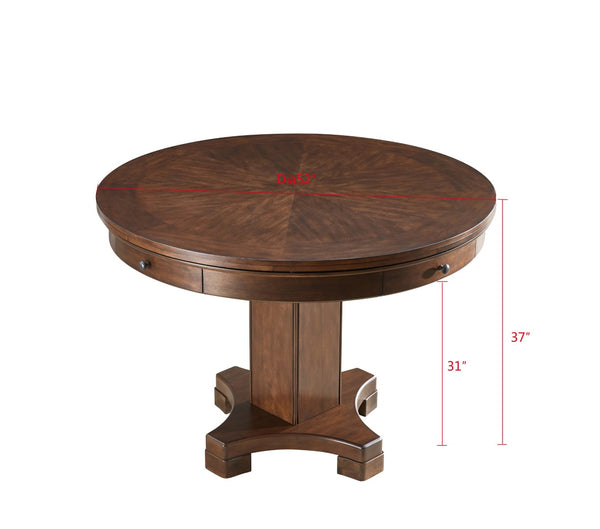 ECI Furniture Guiness Round Counter Height Game Table Complete, Distressed Walnut Distressed Walnut Wood solids and veneers