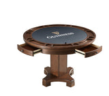 Guiness Round Counter Height Game Table Complete, Distressed Walnut