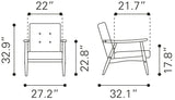 Zuo Modern Rocky 100% Polyurethane, MDF, Rubberwood Mid Century Commercial Grade Arm Chair White, Walnut 100% Polyurethane, MDF, Rubberwood