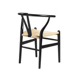 Evelina Side Chair in Black with Natural Rush Seat - Set of 2