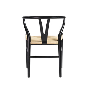 Evelina Side Chair in Black with Natural Rush Seat - Set of 2
