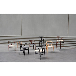 Evelina Side Chair in Black with Natural Rush Seat - Set of 2