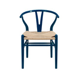 Evelina Side Chair in Midnight Blue and Natural Rush Seat - Set of 2