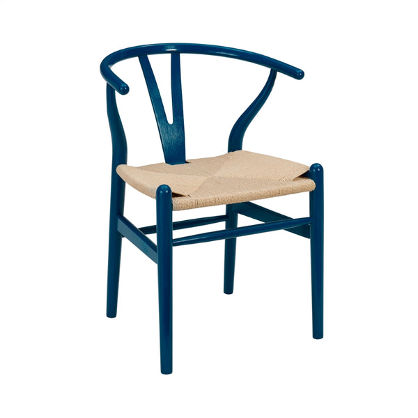 Evelina Side Chair in Midnight Blue and Natural Rush Seat - Set of 2