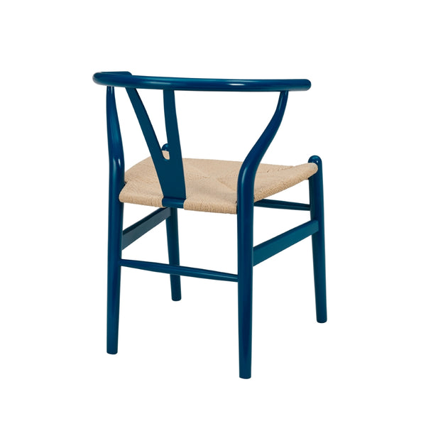 Evelina Side Chair in Midnight Blue and Natural Rush Seat - Set of 2