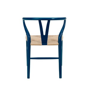Evelina Side Chair in Midnight Blue and Natural Rush Seat - Set of 2
