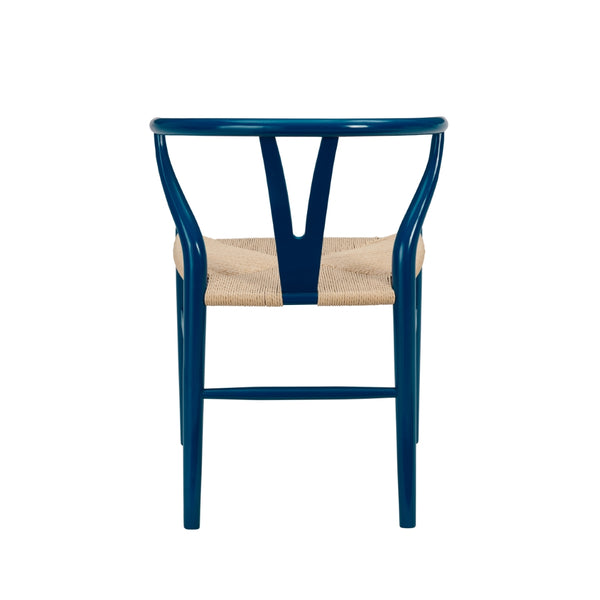 Evelina Side Chair in Midnight Blue and Natural Rush Seat - Set of 2