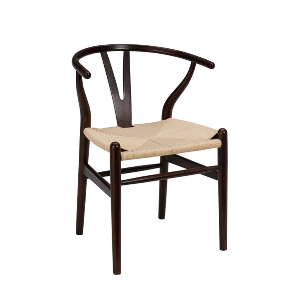 Evelina Side Chair in Walnut with Natural Rush Seat - Set of 2