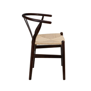 Evelina Side Chair in Walnut with Natural Rush Seat - Set of 2