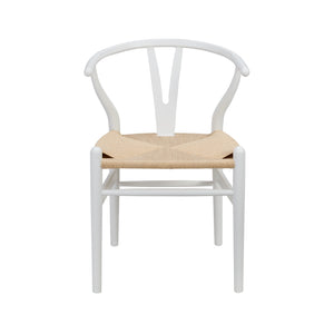 Evelina Side Chair in Matte White and Natural Rush Seat - Set of 2