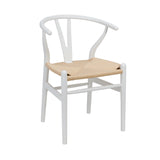 Evelina Side Chair in Matte White and Natural Rush Seat - Set of 2