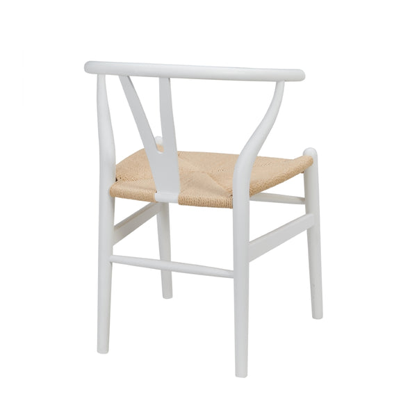 Evelina Side Chair in Matte White and Natural Rush Seat - Set of 2