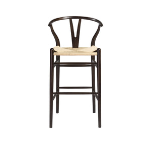 Evelina-B Bar Stool in Walnut and Natural Rush Seat
