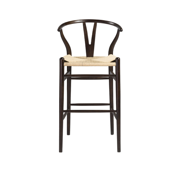 Evelina-B Bar Stool in Walnut and Natural Rush Seat