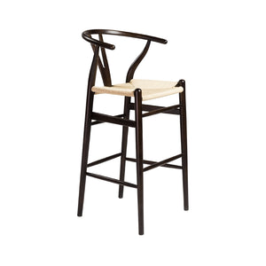 Evelina-B Bar Stool in Walnut and Natural Rush Seat