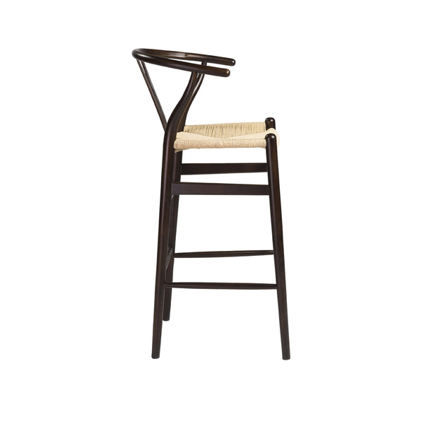 Evelina-B Bar Stool in Walnut and Natural Rush Seat