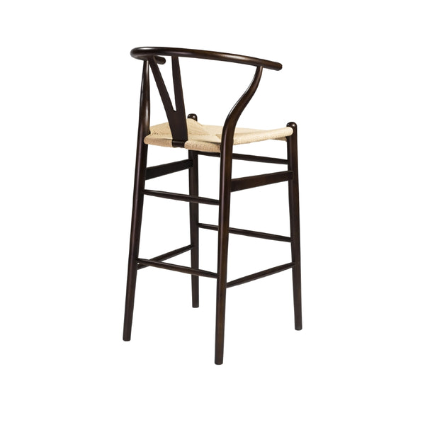 Evelina-B Bar Stool in Walnut and Natural Rush Seat