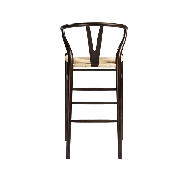 Evelina-B Bar Stool in Walnut and Natural Rush Seat
