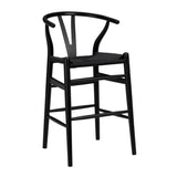 Evelina-C Counter Stool with Black Stained Framed and Black Rush Seat