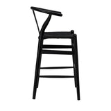 Evelina-C Counter Stool with Black Stained Framed and Black Rush Seat