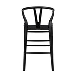 Evelina-C Counter Stool with Black Stained Framed and Black Rush Seat