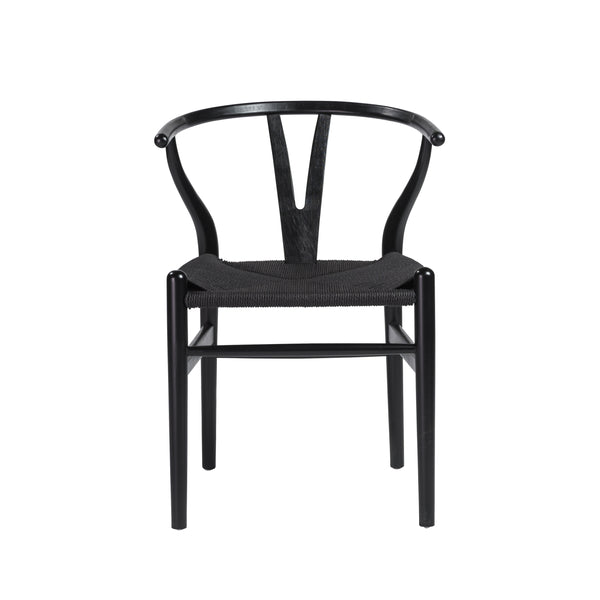 Evelina Side Chair with Black Stained Framed and Black Rush Seat - Set of 2