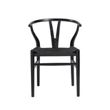 Evelina Side Chair with Black Stained Framed and Black Rush Seat - Set of 2