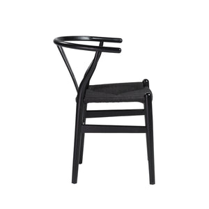 Evelina Side Chair with Black Stained Framed and Black Rush Seat - Set of 2