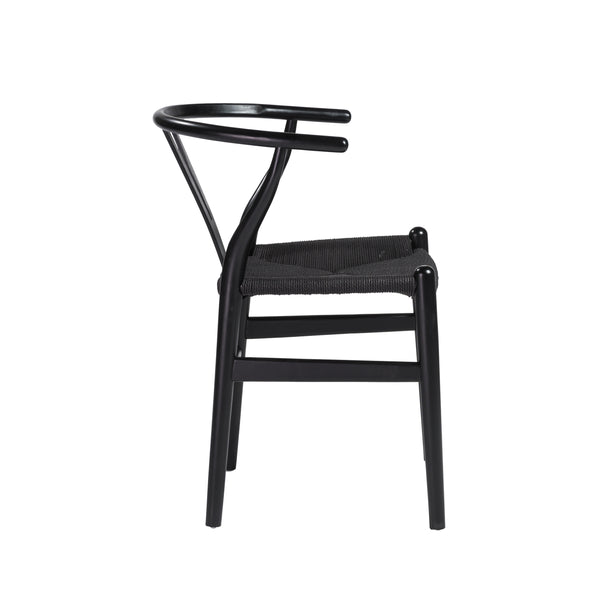 Evelina Side Chair with Black Stained Framed and Black Rush Seat - Set of 2