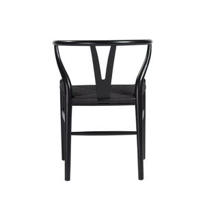 Evelina Side Chair with Black Stained Framed and Black Rush Seat - Set of 2