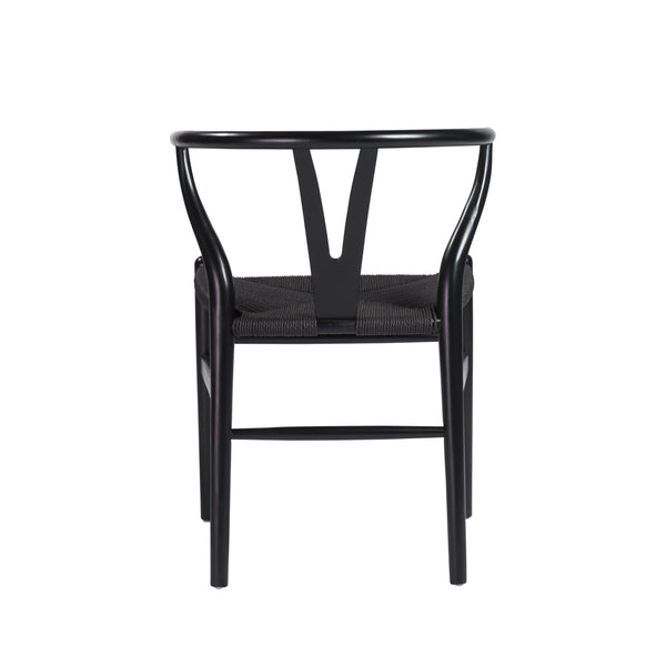 Evelina Side Chair with Black Stained Framed and Black Rush Seat - Set of 2