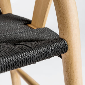 Evelina Side Chair with Natural Stained Framed and Black Rush Seat - Set of 2