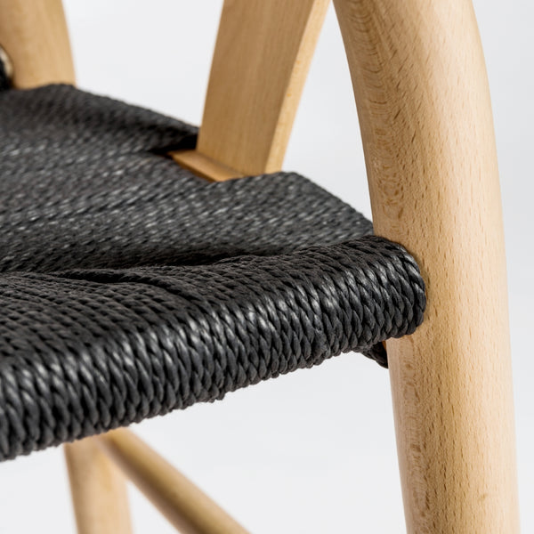 Evelina Side Chair with Natural Stained Framed and Black Rush Seat - Set of 2