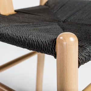 Evelina Side Chair with Natural Stained Framed and Black Rush Seat - Set of 2