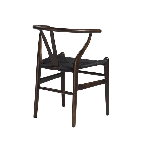 Evelina Side Chair with Walnut Stained Framed and Black Rush Seat - Set of 2