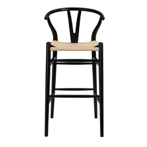 Evelina-B Bar Stool in Black Frame and Natural Seat