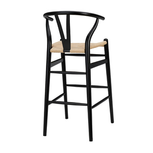 Evelina-B Bar Stool in Black Frame and Natural Seat