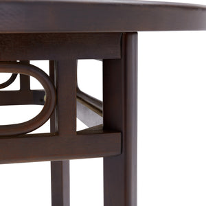 Adna Dining Table in Walnut with Clear Tempered Glass Top over Cane in Natural