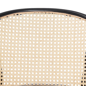Elsy Armchair in Black with Natural Rattan Seat - Set of 1