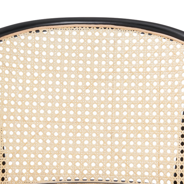 Elsy Armchair in Black with Natural Rattan Seat - Set of 1