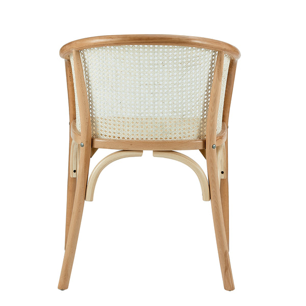 Elsy Armchair in Natural with Natural Rattan Seat - Set of 1