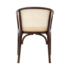 Elsy Armchair in Walnut with Natural Rattan Seat - Set of 1