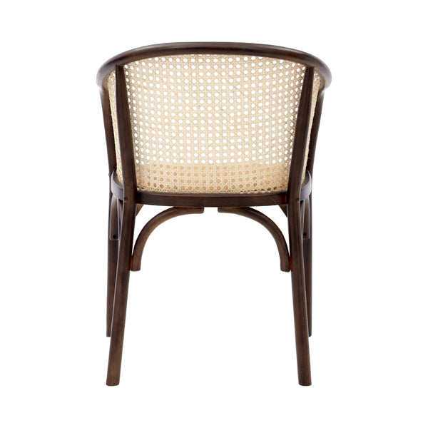 Elsy Armchair in Walnut with Natural Rattan Seat - Set of 1